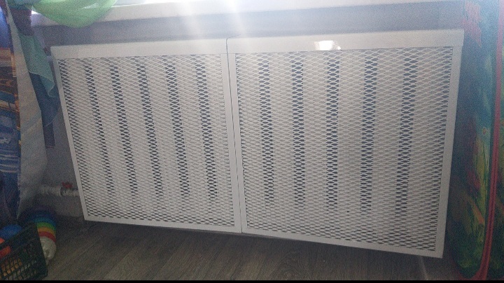 Фотография покупателя товара Экран на чугунный радиатор ZEIN, 590х610х150 мм, 6 секций, металлический, белый - Фото 11