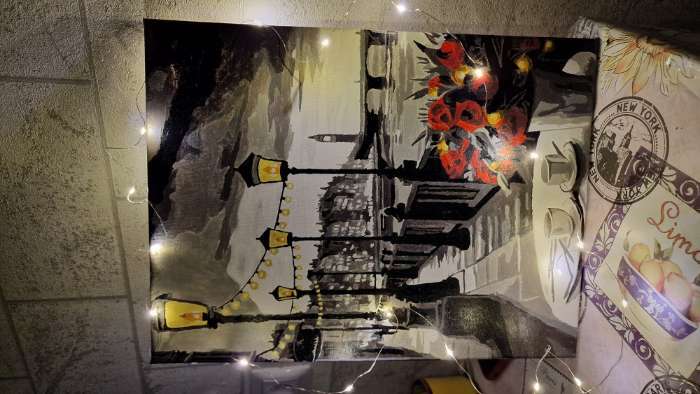 Фотография покупателя товара Картина по номерам с подрамником и гирляндой «Набережная», 30×40 см - Фото 4