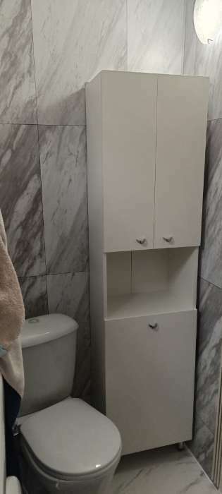 Фотография покупателя товара Пенал на ножках для ванной комнаты "Вега 4503" с корзиной, белый 45 х 30 х 181 см - Фото 9