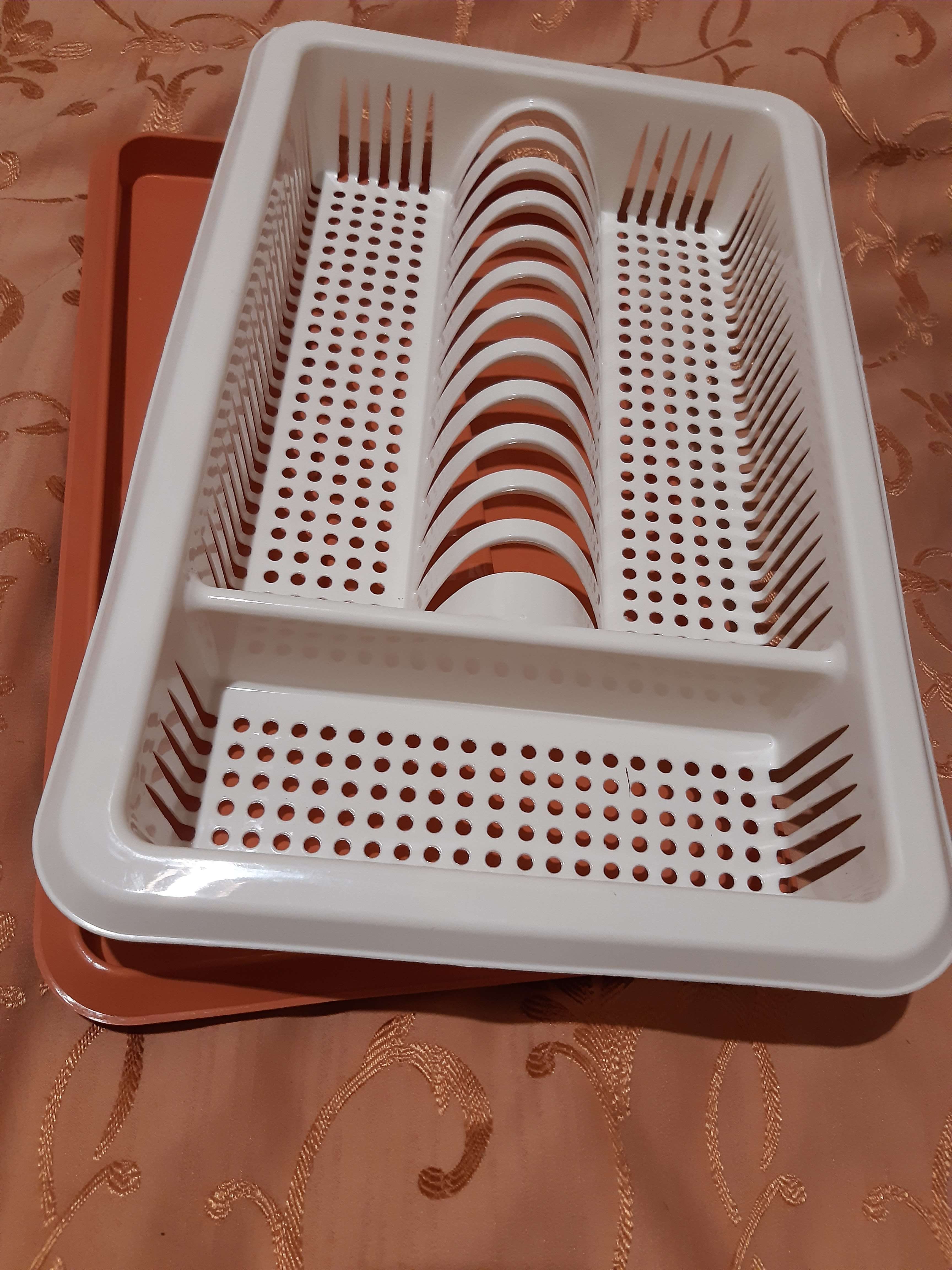 Фотография покупателя товара Сушилка для посуды с поддоном «Лилия», 48×30,5×8,5 см, цвет МИКС - Фото 1