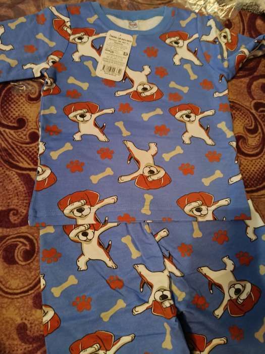Фотография покупателя товара Пижама для мальчика НАЧЁС, цвет васильковый/собачки, рост 92 см - Фото 1