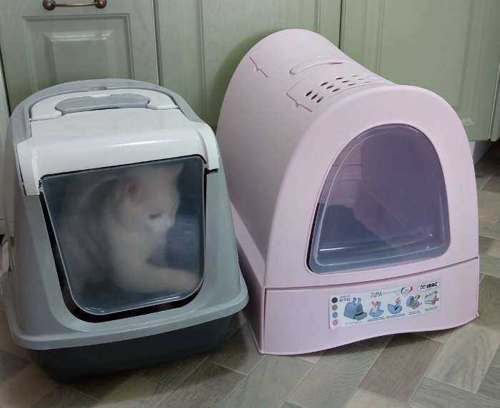 Фотография покупателя товара Туалет закрытый Imac Zuma для кошек, 40 х 56 х 42,5 см, пепельно-розовый - Фото 1