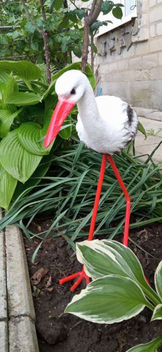 Фотография покупателя товара Садовая фигура из полистоуна «Аист», 33×20×60 см - Фото 7