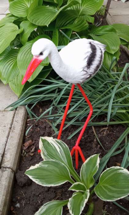 Фотография покупателя товара Садовая фигура из полистоуна «Аист», 33×20×60 см - Фото 5