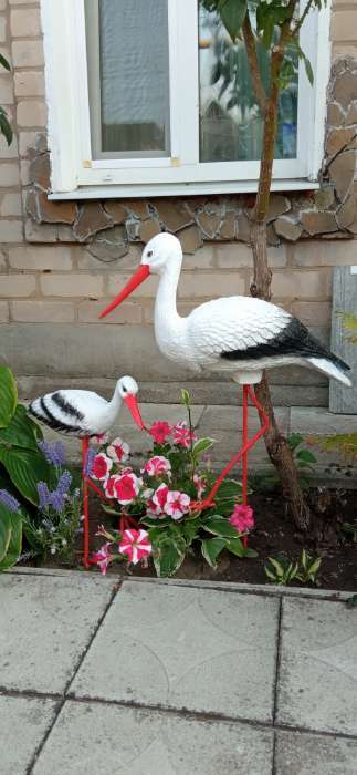 Фотография покупателя товара Садовая фигура из полистоуна «Аист», 33×20×60 см - Фото 3