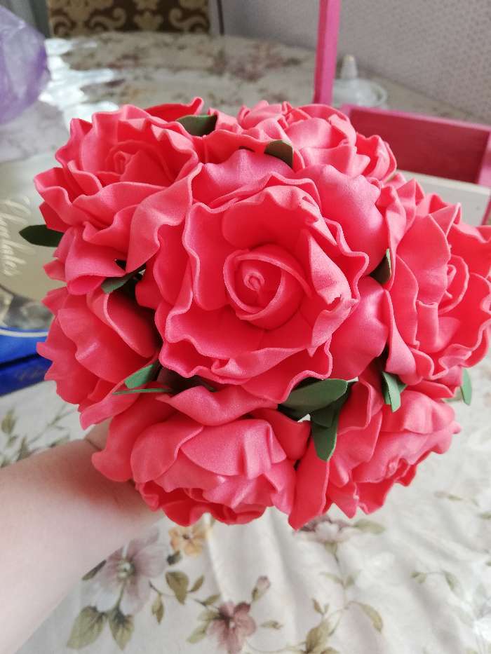 Фотография покупателя товара Букет "Объёмный цветок" 7 цветков, розовый - Фото 2