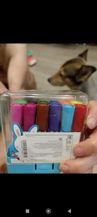 Фотография покупателя товара УЦЕНКА Фломастеры 12 цветов Jambo, утолщённые, в пластиковом пенале, вентилируемый колпачок, МИКС (несколько штук могут быть сухими) - Фото 3
