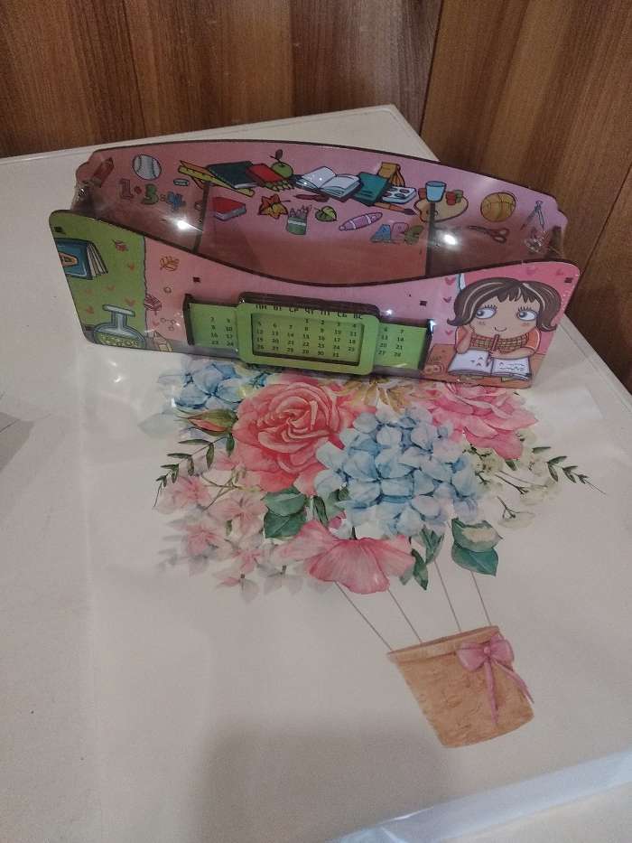 Фотография покупателя товара Органайзер для канцелярских предметов "Школа удобств", вечный календарь, цветной, розовый