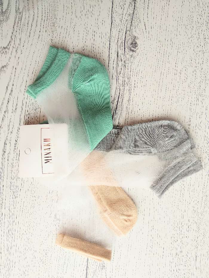 Фотография покупателя товара Набор стеклянных носков 3 пары "Француженка", р-р 36-37 (23 см), цвет мята/корал/серый
