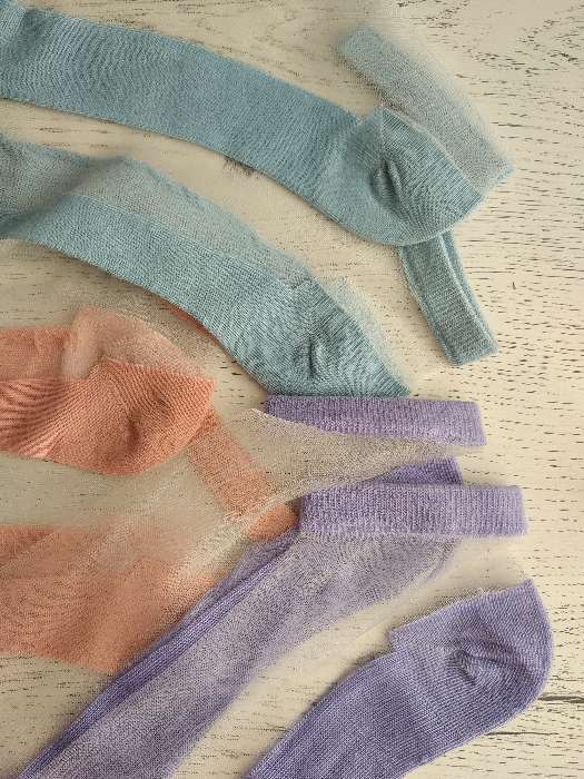 Фотография покупателя товара Набор стеклянных носков 3 пары "Француженка", р-р 36-37 (23 см), цвет мята/корал/серый - Фото 5