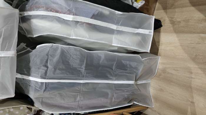 Фотография покупателя товара Чехол для одежды плотный объёмный Доляна, 60×110×30 см, PEVA, цвет белый - Фото 1