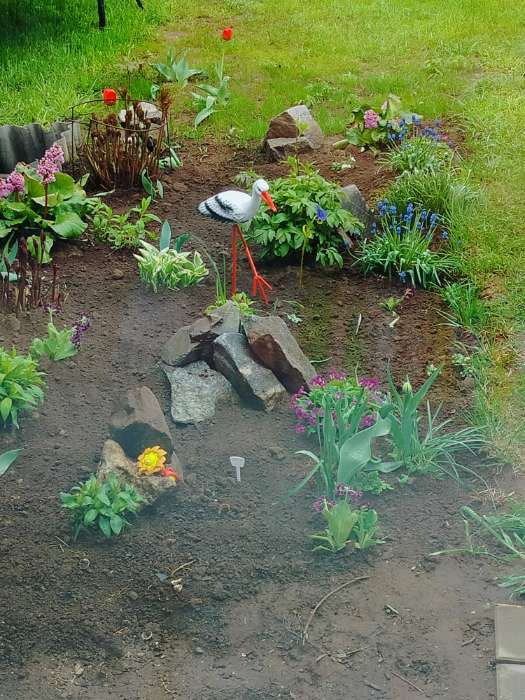 Фотография покупателя товара Садовая фигура из полистоуна «Аист», 33×20×60 см - Фото 2