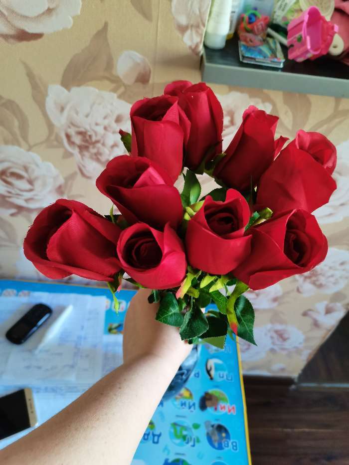 Фотография покупателя товара Цветы искусственные "Роза Карина" 4х46 см, красный