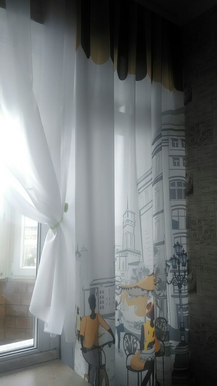 Фотография покупателя товара Комплект штор для окон с балконной дверью «Любимый город» штора 147х267 см, тюль 294х160 см