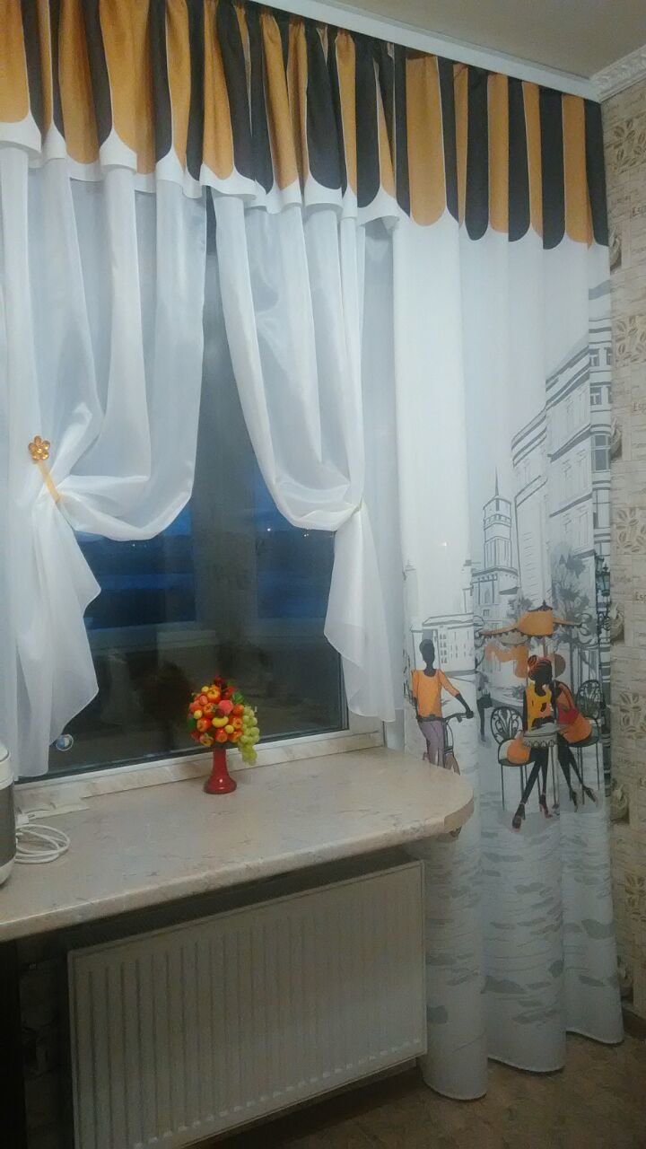 Фотография покупателя товара Комплект штор для окон с балконной дверью «Любимый город» штора 147х267 см, тюль 294х160 см - Фото 2