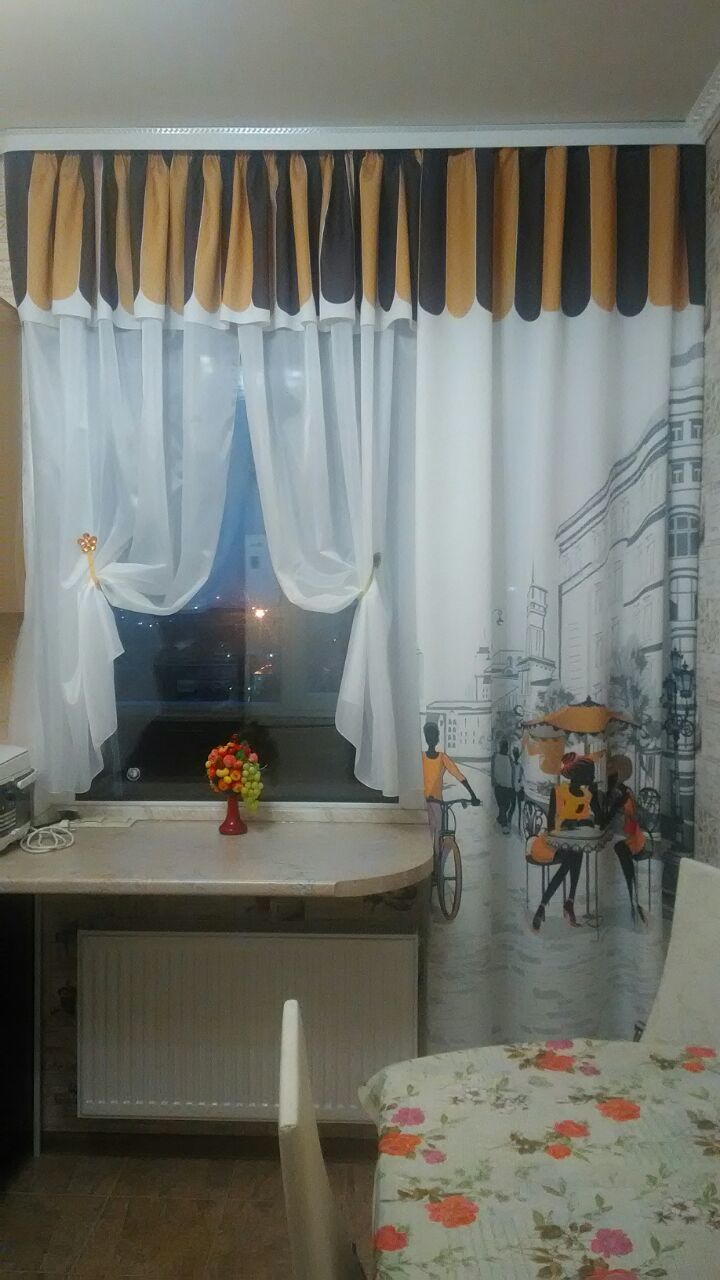 Фотография покупателя товара Комплект штор для окон с балконной дверью «Любимый город» штора 147х267 см, тюль 294х160 см - Фото 1