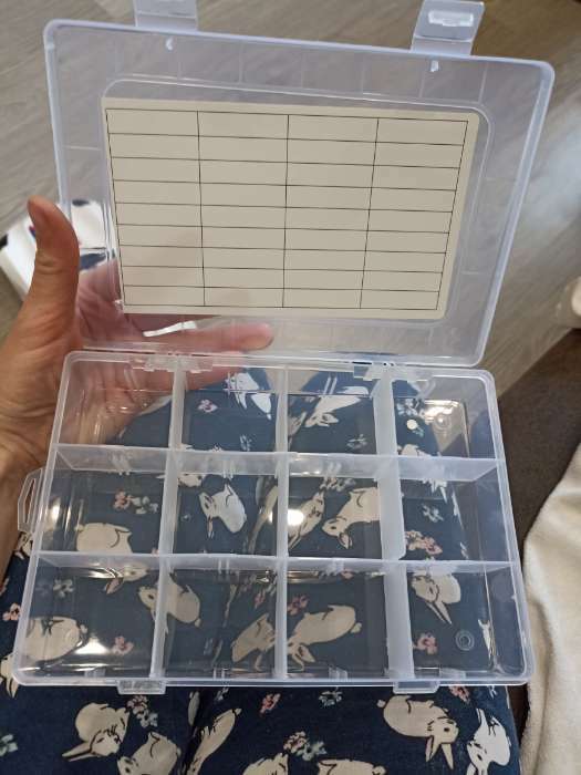 Фотография покупателя товара Органайзер для ниток мулине с бобинами, 12 съёмных ячеек, 19,6 × 13,2 × 3,6 см, цвет прозрачный - Фото 1