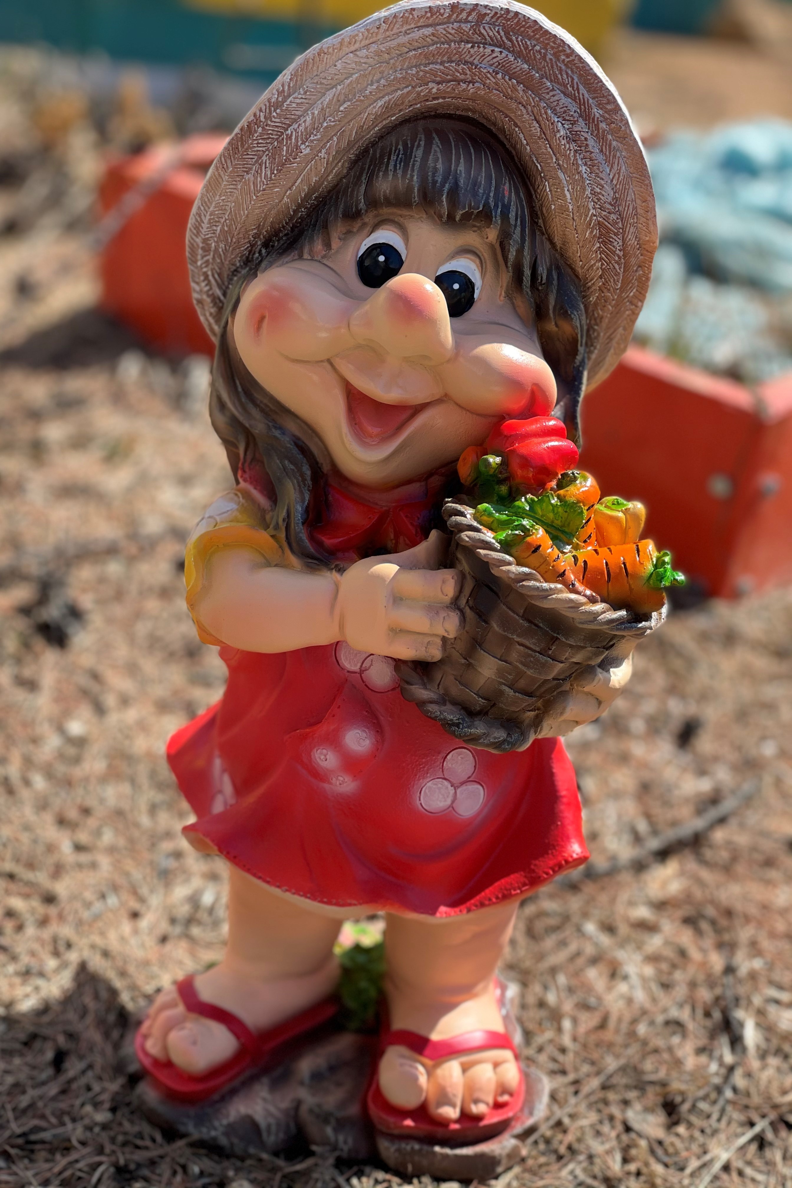 Фотография покупателя товара Садовая фигура "Девочка с морковкой"  18х15х40см - Фото 1