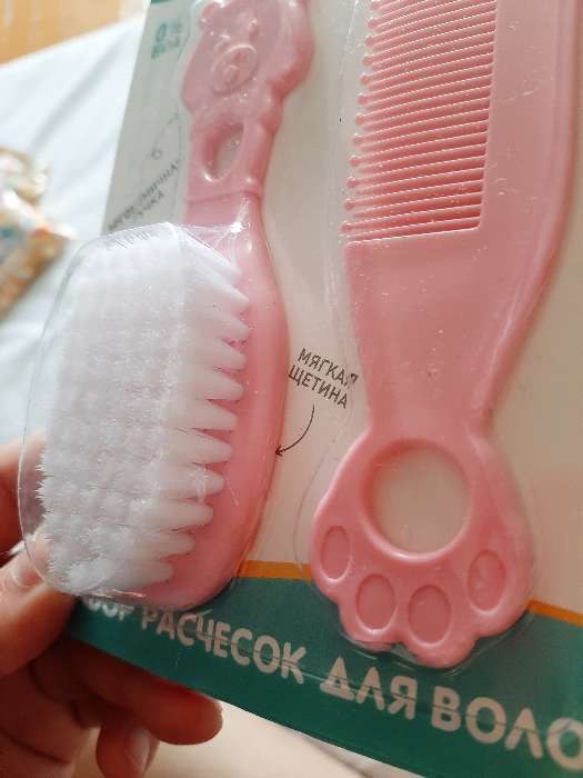 Фотография покупателя товара Набор для ухода за волосами: расческа и щетка, «Мишка», цвет розовый - Фото 2
