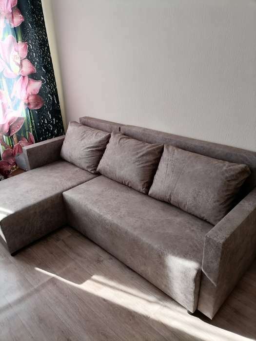Фотография покупателя товара Угловой диван «Алиса 3», еврокнижка, велюр dakota, цвет ash