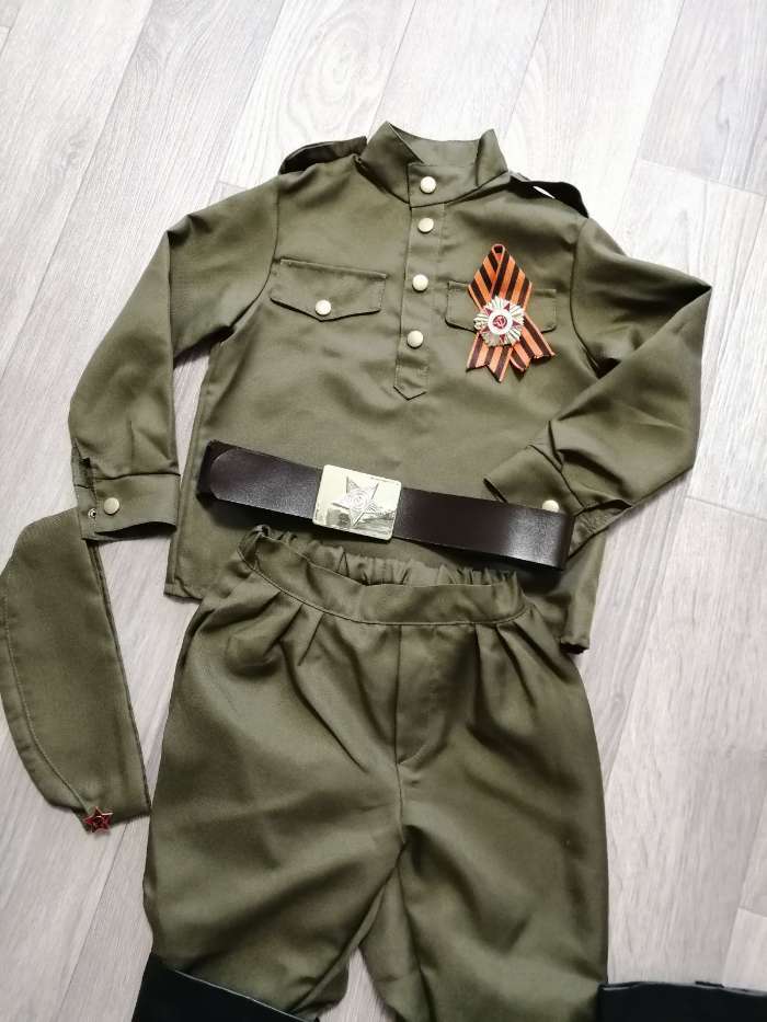 Фотография покупателя товара Карнавальный костюм «Солдат», сорочка, брюки галифе, головной убор, р. 28, рост 110 см