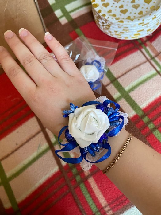 Фотография покупателя товара Повязка на руку для подружек невесты «Роза», на резинке, синяя - Фото 1