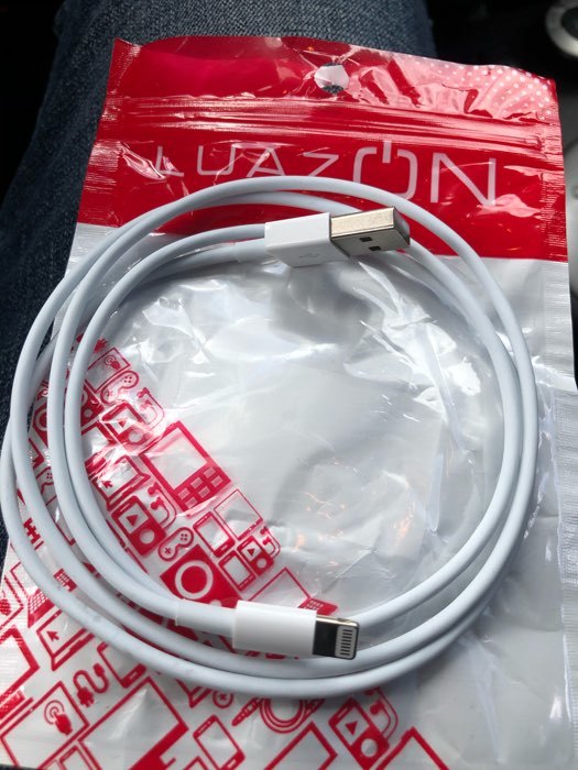 Фотография покупателя товара Кабель LuazON, Lightning - USB, 1 А, 0.9 м, белый - Фото 1