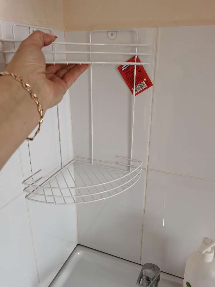 Фотография покупателя товара Полка для ванной угловая 2-х ярусная, 19×30 см, цвет белый