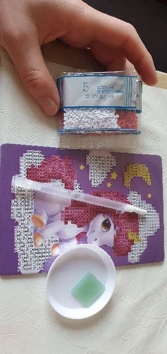 Фотография покупателя товара Алмазная мозаика с частичным заполнением для детей «Волшебный единорог», 10 х 15 см