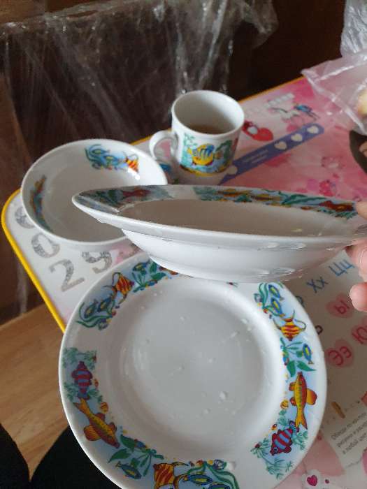 Фотография покупателя товара Набор посуды «Аквариум», 4 предмета: тарелка маленькая d=20 см, тарелка глубокая 200 мл, миска 350 мл - Фото 1