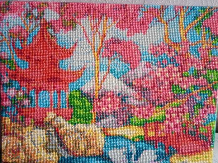 Фотография покупателя товара Алмазная мозаика с полным заполнением на подрамнике «Японский сад», 30 × 40 см - Фото 1
