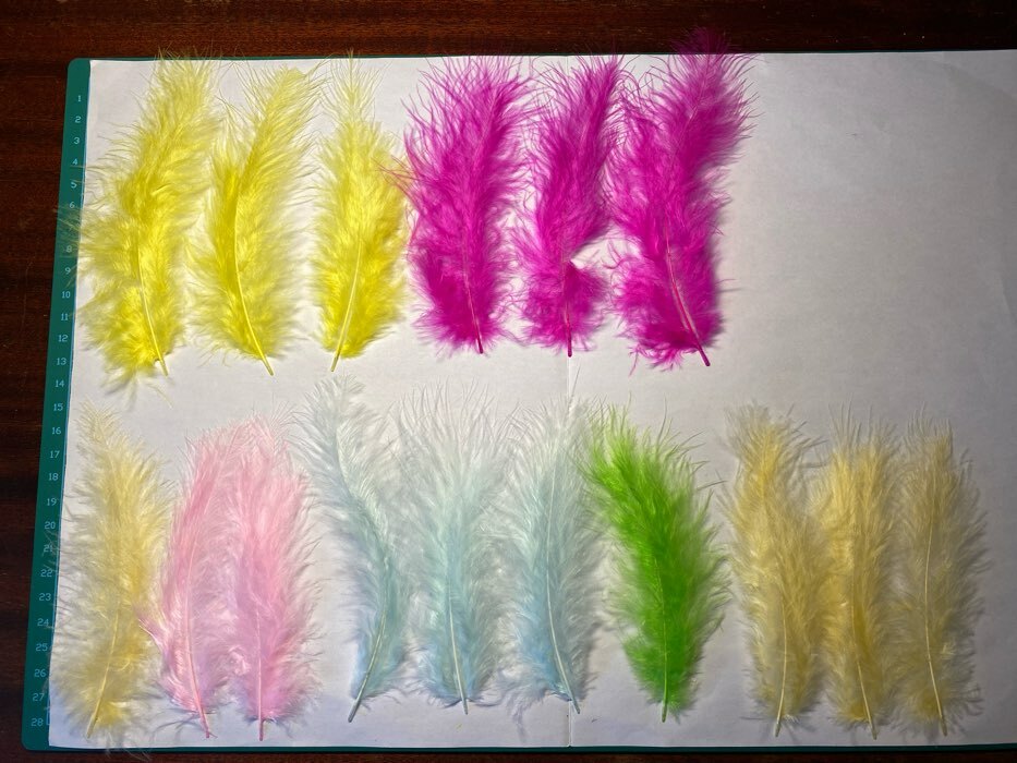 Фотография покупателя товара Перья декоративные страусиные, 10-12 см (набор 24 шт) 6 цветов, пастель, ассорти