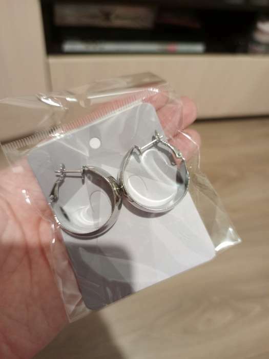 Фотография покупателя товара Серьги-кольца «Выпуклые» широкие, цвет серебро, d=3 см - Фото 1