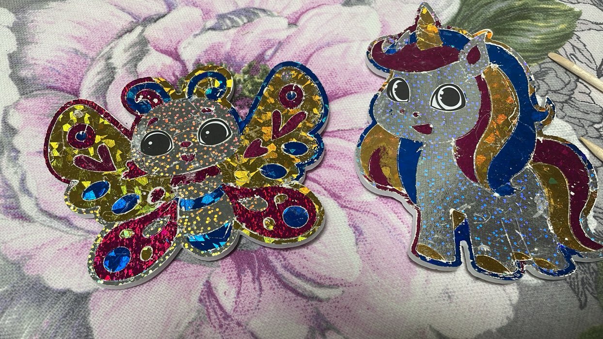 Фотография покупателя товара Набор для творчества. Аппликация фольгой «Единорожка с бабочкой» - Фото 1