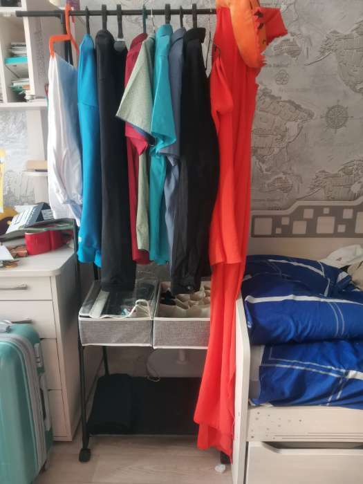 Фотография покупателя товара Вешалка напольная для одежды с двумя полками LaDо́m «Лофт», 55×45×157 см, цвет чёрный - Фото 1