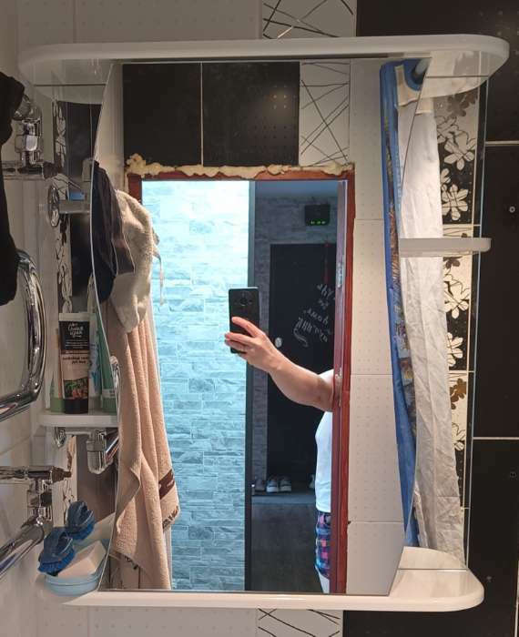 Фотография покупателя товара Зеркало шкаф для ванной комнаты Айсберг Волна 2-55, правый - Фото 2