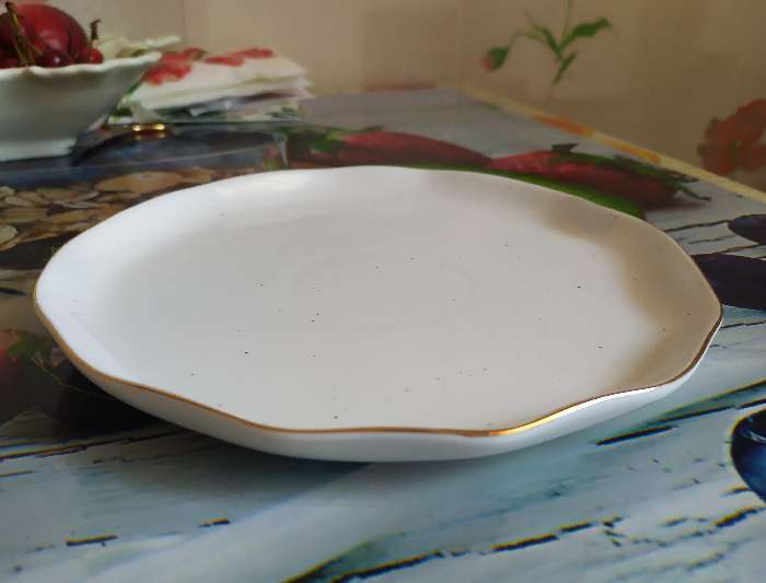 Фотография покупателя товара Тарелка фарфоровая пирожковая Доляна «Млечный путь», d=19 см, цвет белый в крапинку - Фото 1