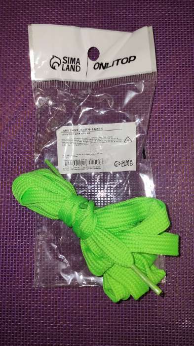 Фотография покупателя товара Шнурки для обуви, пара, плоские, 9 мм, 120 см, цвет зелёный неоновый