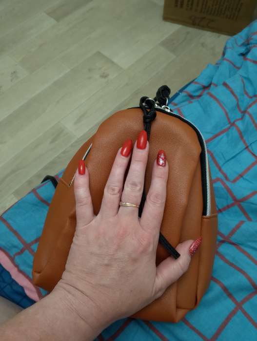 Фотография покупателя товара Мини-рюкзак женский из искусственной кожи на молнии, цвет коричневый - Фото 8