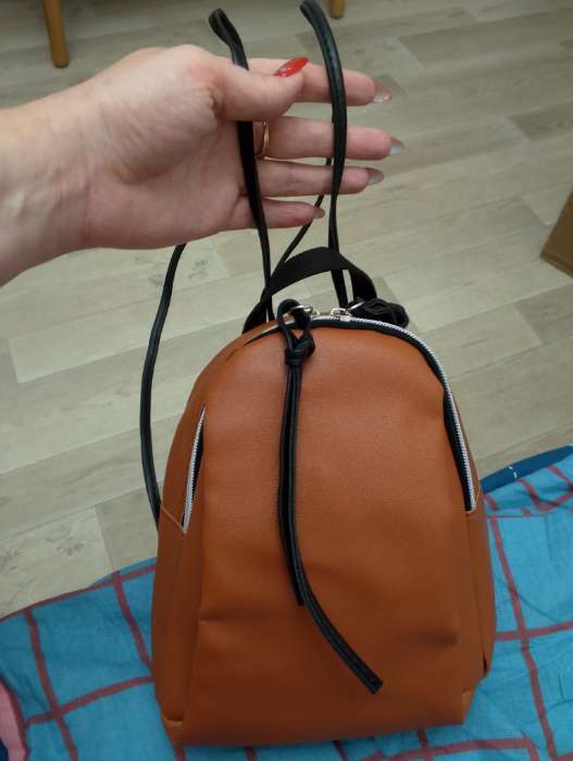 Фотография покупателя товара Мини-рюкзак женский из искусственной кожи на молнии, цвет коричневый - Фото 5
