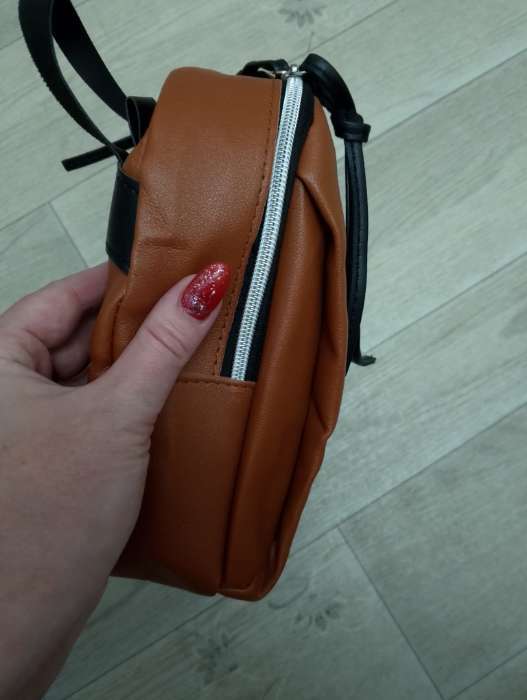 Фотография покупателя товара Мини-рюкзак женский из искусственной кожи на молнии, цвет коричневый - Фото 6