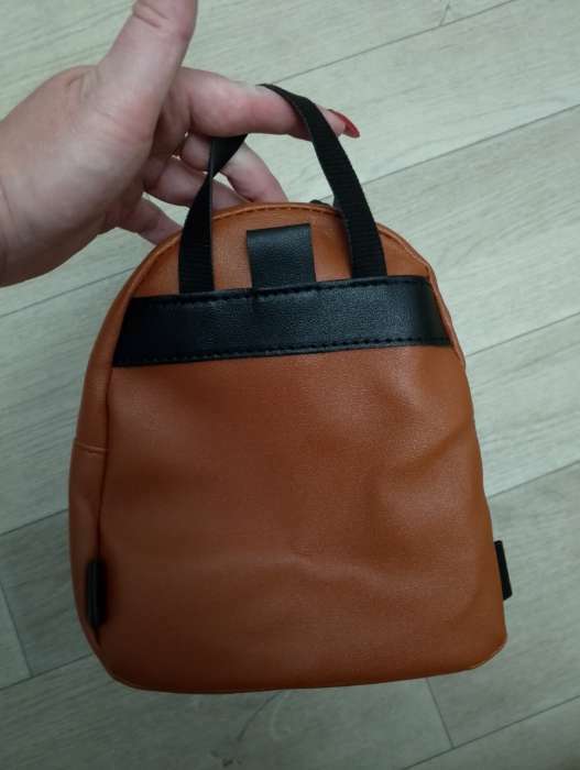 Фотография покупателя товара Мини-рюкзак женский из искусственной кожи на молнии, цвет коричневый - Фото 1