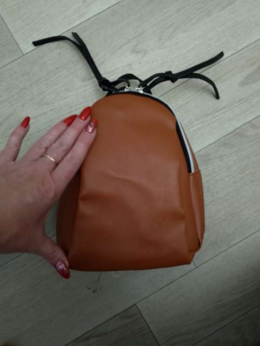 Фотография покупателя товара Мини-рюкзак женский из искусственной кожи на молнии, цвет коричневый - Фото 2