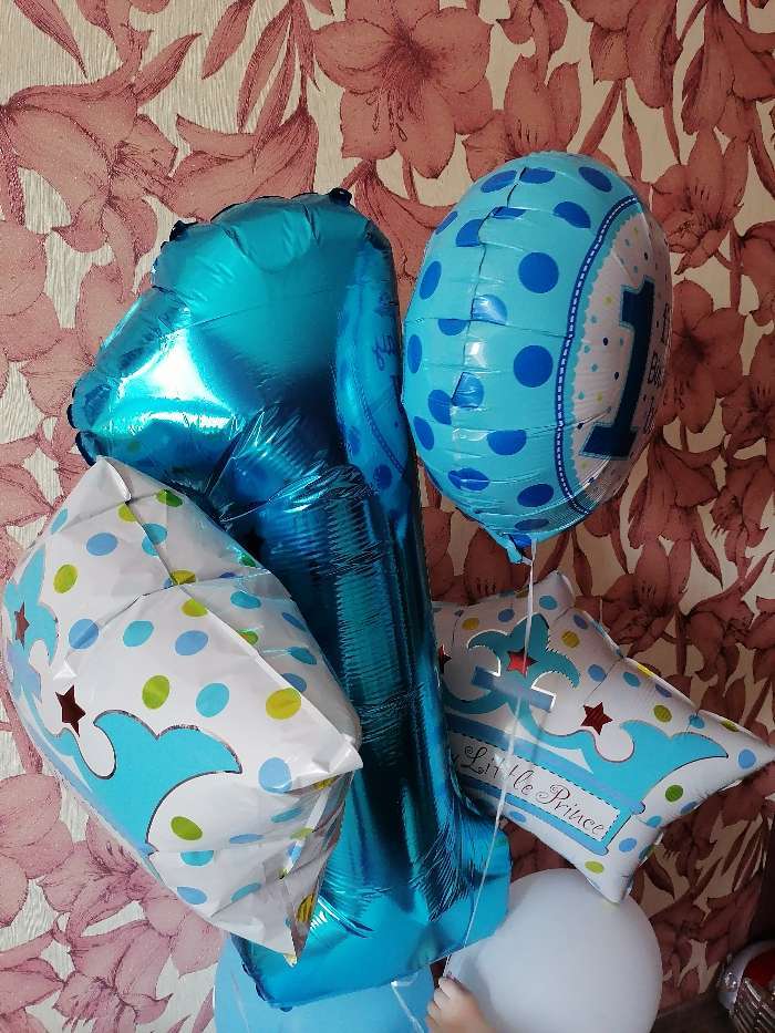 Фотография покупателя товара Букет из шаров "Первый день рождения малыша", фольга, набор 5 шт. - Фото 2