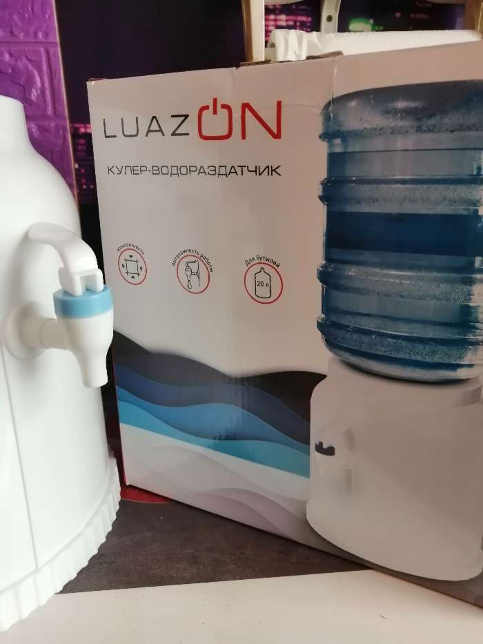 Фотография покупателя товара Кулер-водораздатчик Luazon, без нагрева и охлаждения, бутыль 11/19 л, белый - Фото 4