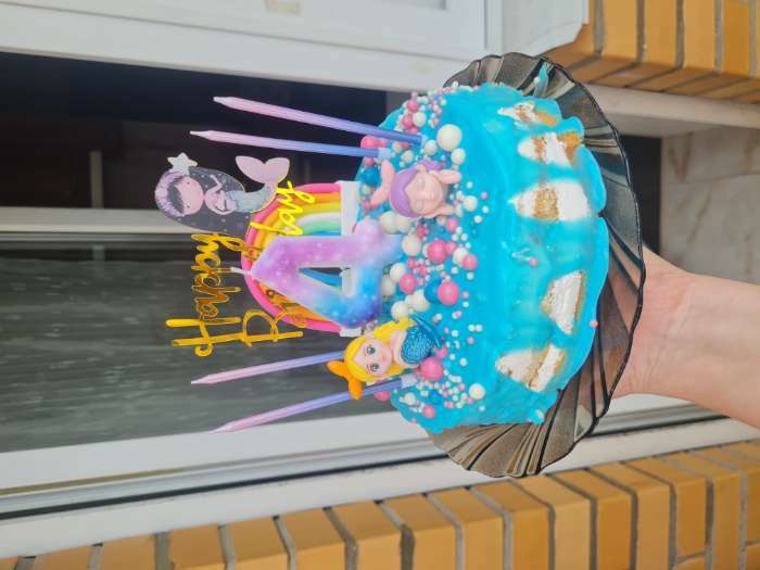 Фотография покупателя товара Свеча в торт «Белый мрамор», цифра 5, 5.5 см - Фото 13