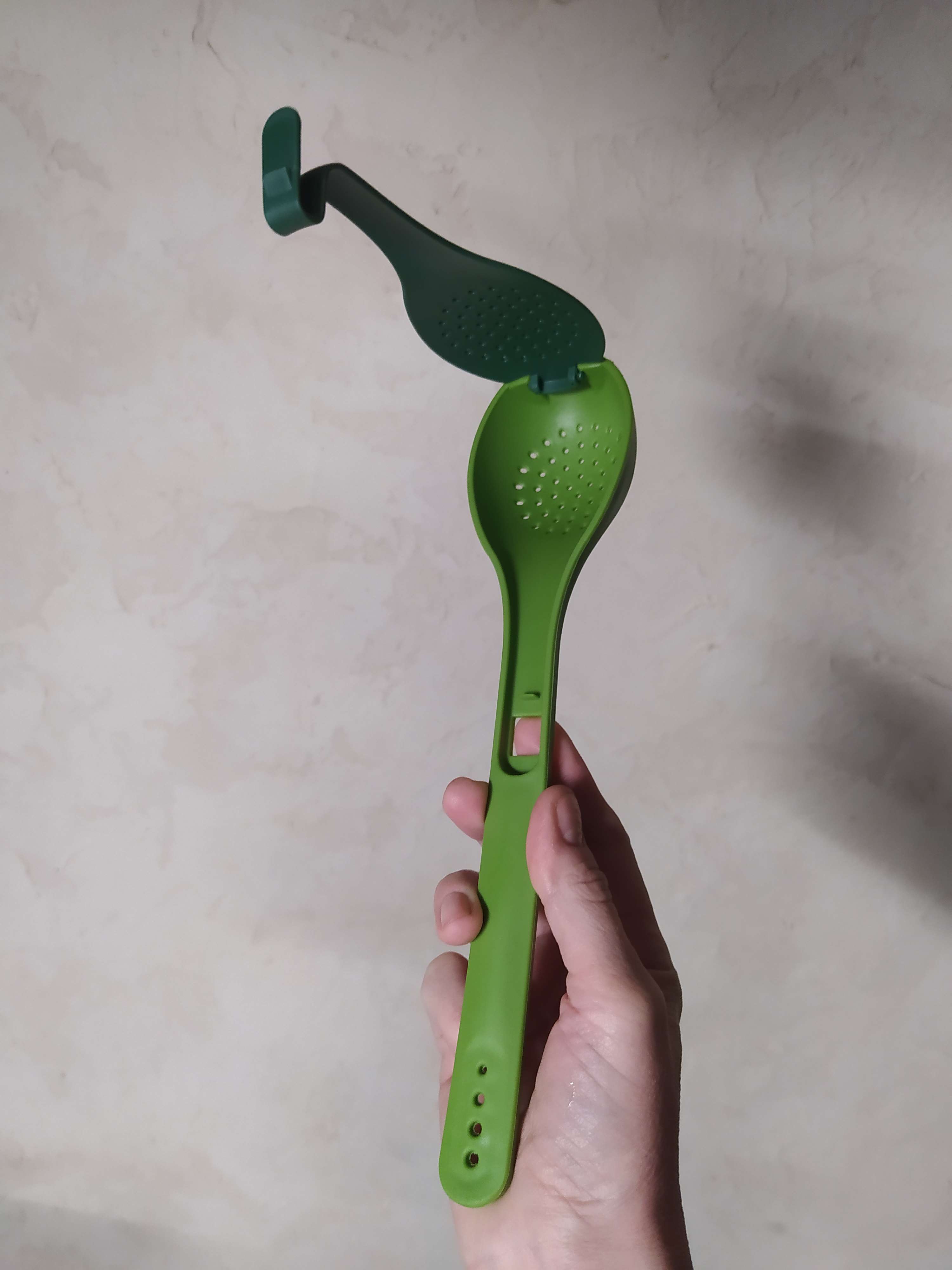 Фотография покупателя товара Ложка для варки трав и специй Доляна «Симплекс», 27,3×6,5×3 см, цвет зелёный - Фото 3