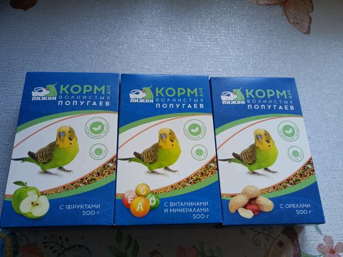 Фотография покупателя товара Корм "Пижон" для волнистых попугаев, с орехами, 500 г - Фото 1