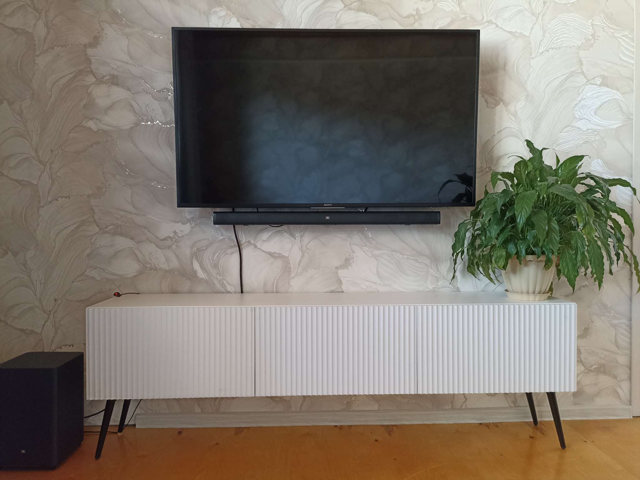 Фотография покупателя товара УЦЕНКА Тумба под ТВ подвесная Инфинити, 1800×330×330, Графит/Эйхория МДФ - Фото 16