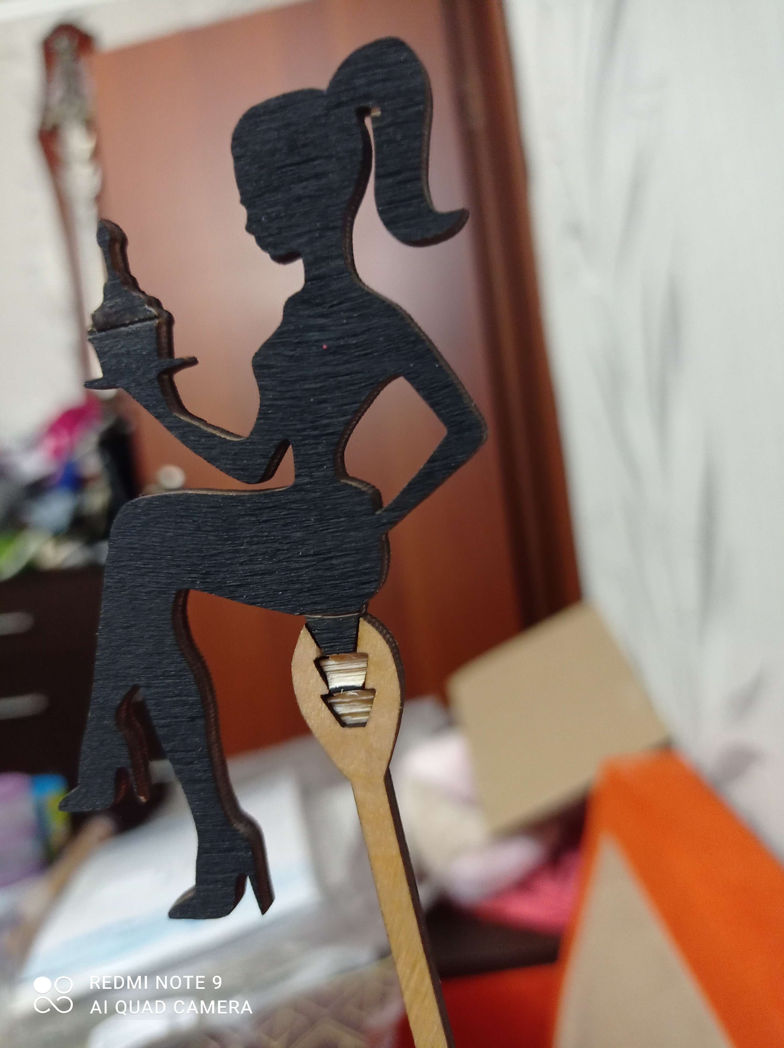 Фотография покупателя товара Топпер деревянный «Девушка», цвет чёрный - Фото 3